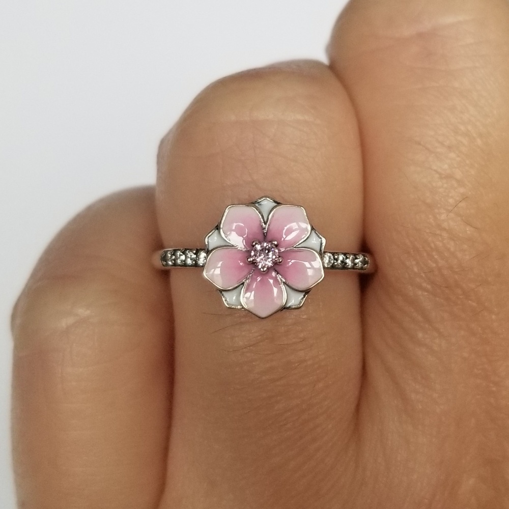 Sterling Silver Enamel Flower Ring - Picture 8 of 8